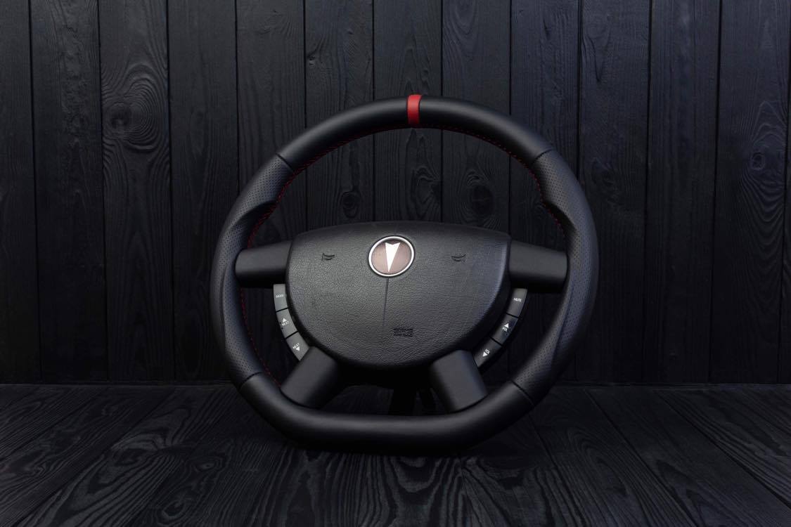 Steering wheel Pontiac GTO Perforated leather/Napa/Red stripe - Image 2