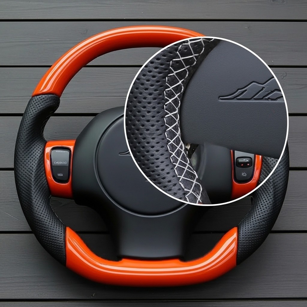 Steering wheel Plymouth/Chrysler Prowler Gloss orange/Perforated leather - Image 14