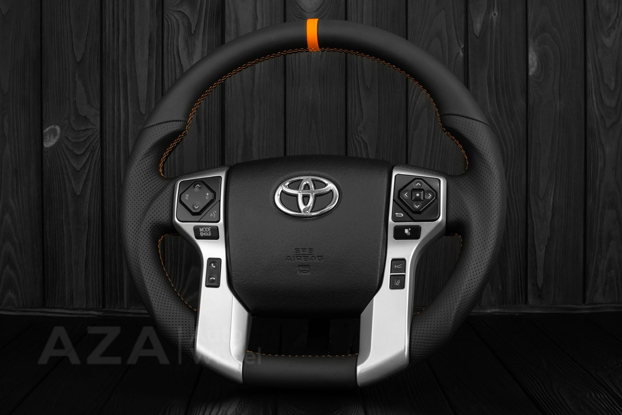 Steering wheel Toyota 4Runner/Tacoma/Tundra/Sequoia 2010+ Napa/Perforated leather/Orange stripe - Image 3