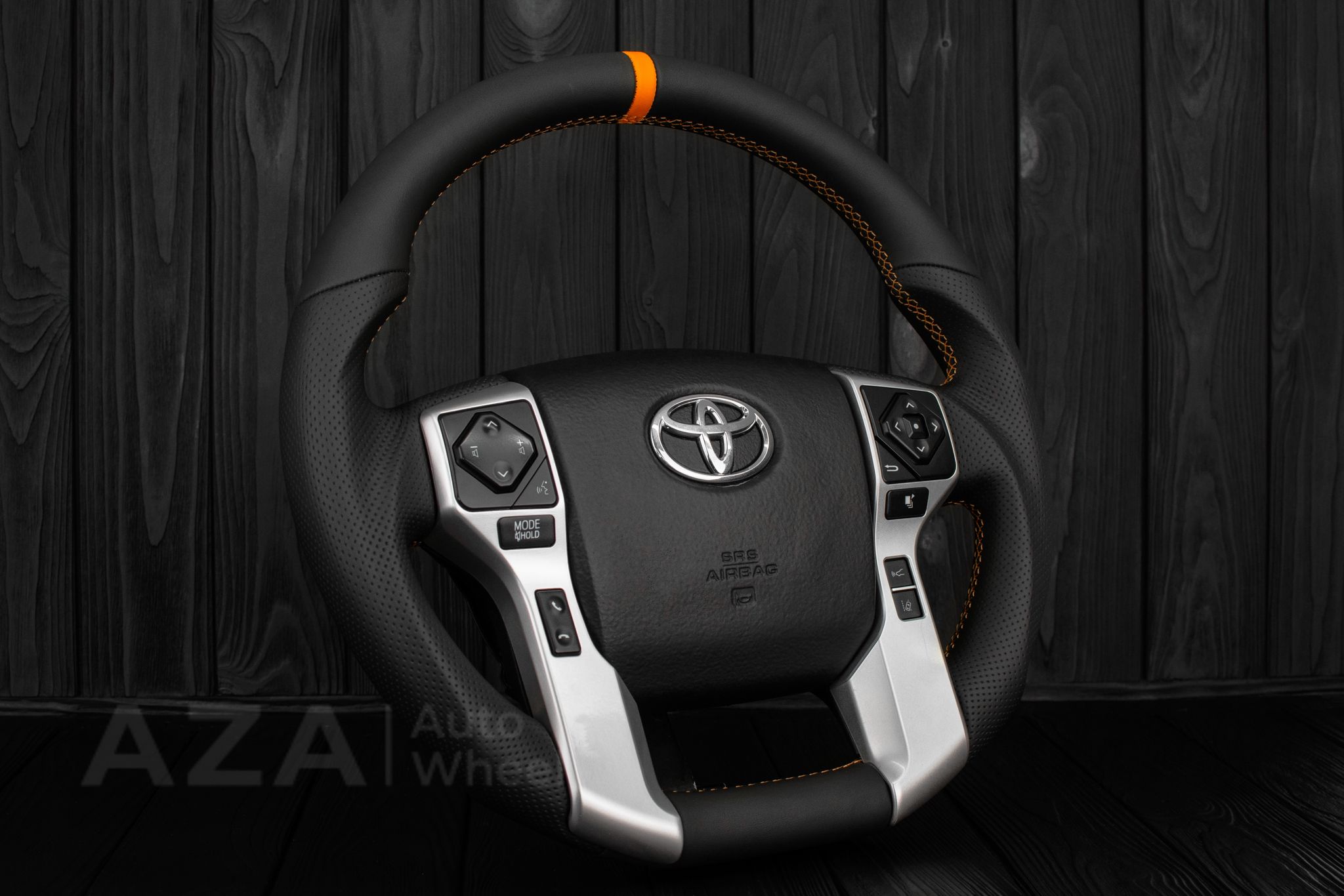 Steering wheel Toyota 4Runner/Tacoma/Tundra/Sequoia 2010+ Napa/Perforated leather/Orange stripe - Image 5