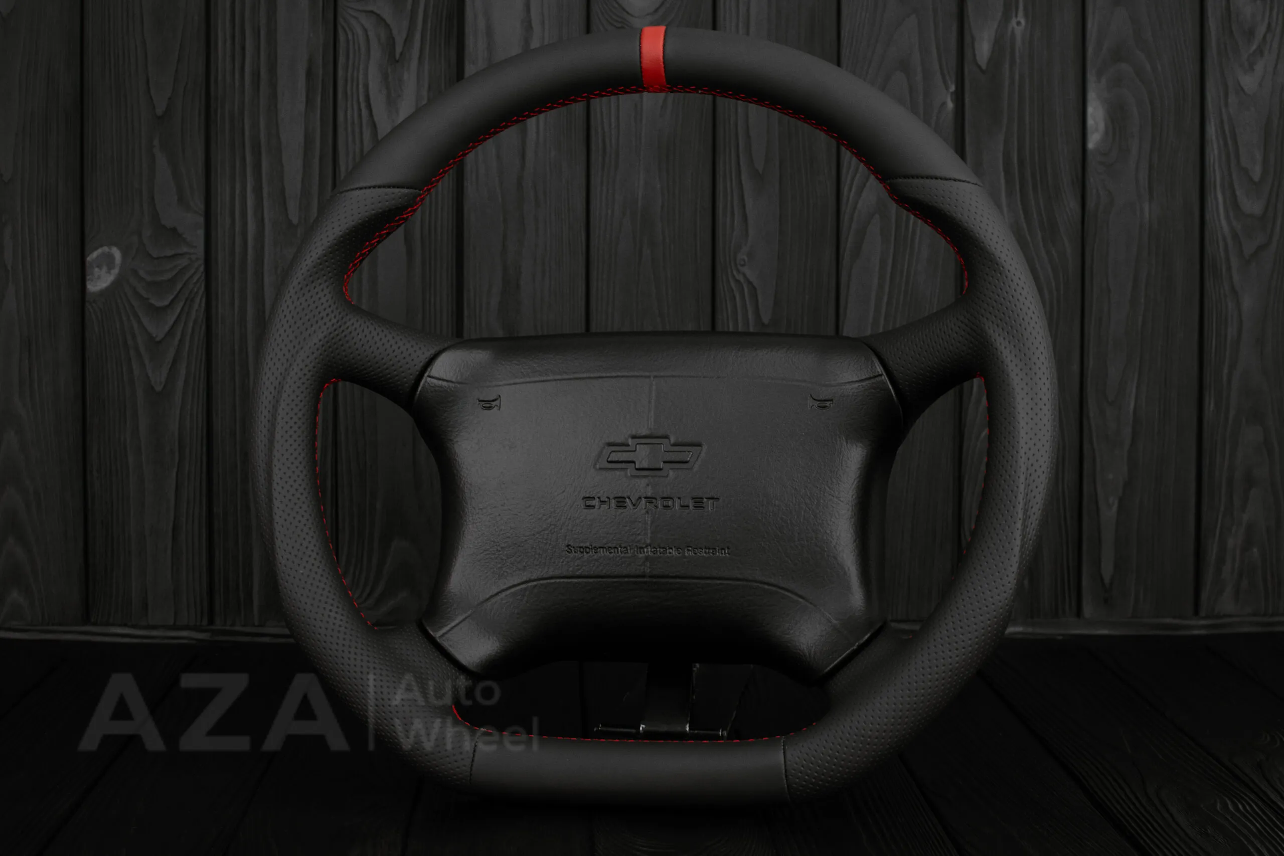Steering wheel GM 1995-1997 GM, Tahoe, Silverado truck Napa/Perforated leather/Red stripe (can be any color) - Image 3