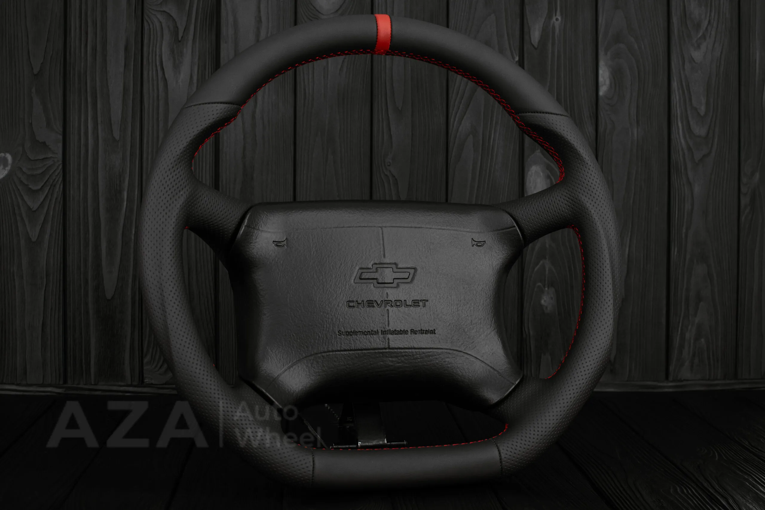 Steering wheel GM 1995-1997 GM, Tahoe, Silverado truck Napa/Perforated leather/Red stripe (can be any color) - Image 4