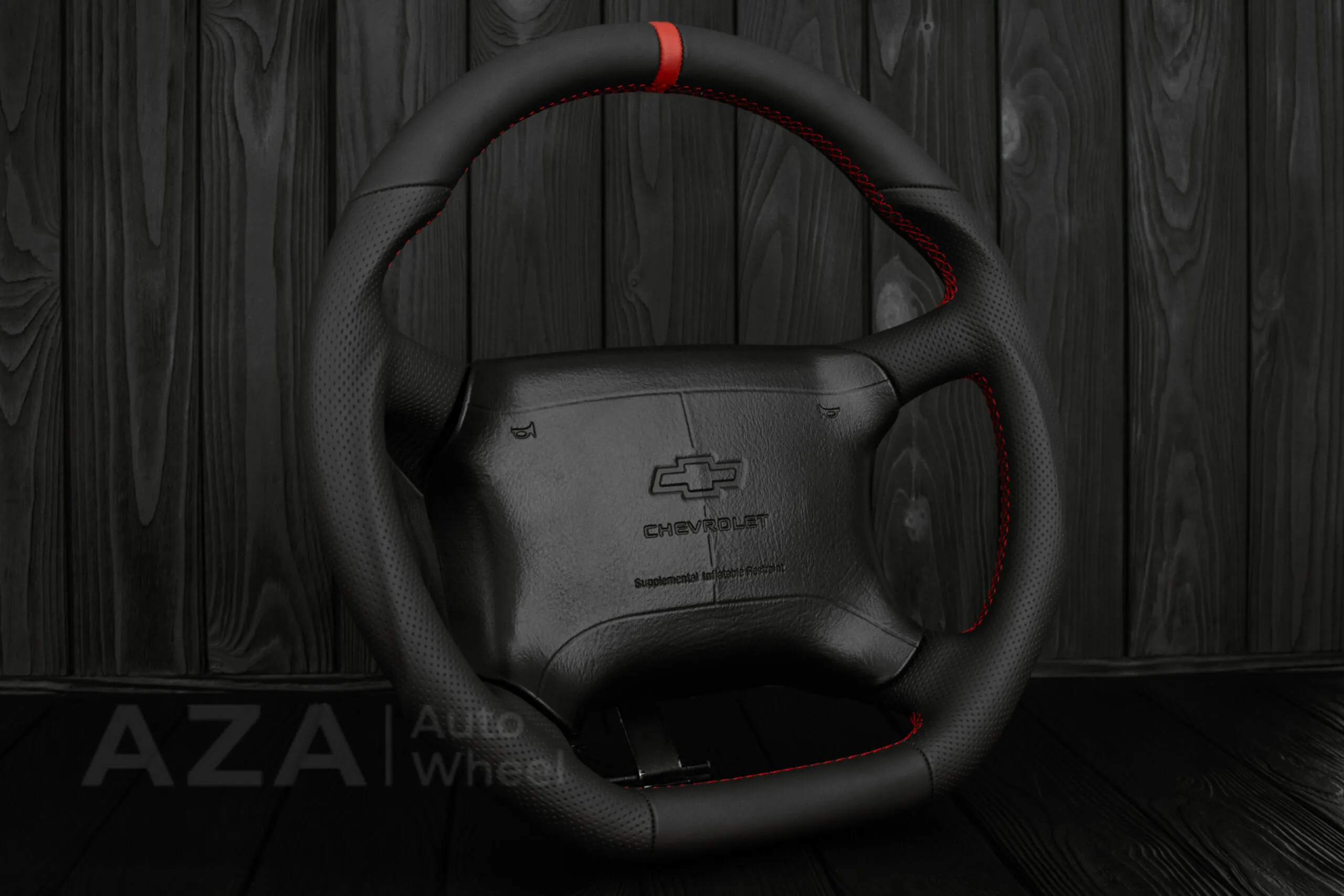 Steering wheel GM 1995-1997 GM, Tahoe, Silverado truck Napa/Perforated leather/Red stripe (can be any color) - Image 5