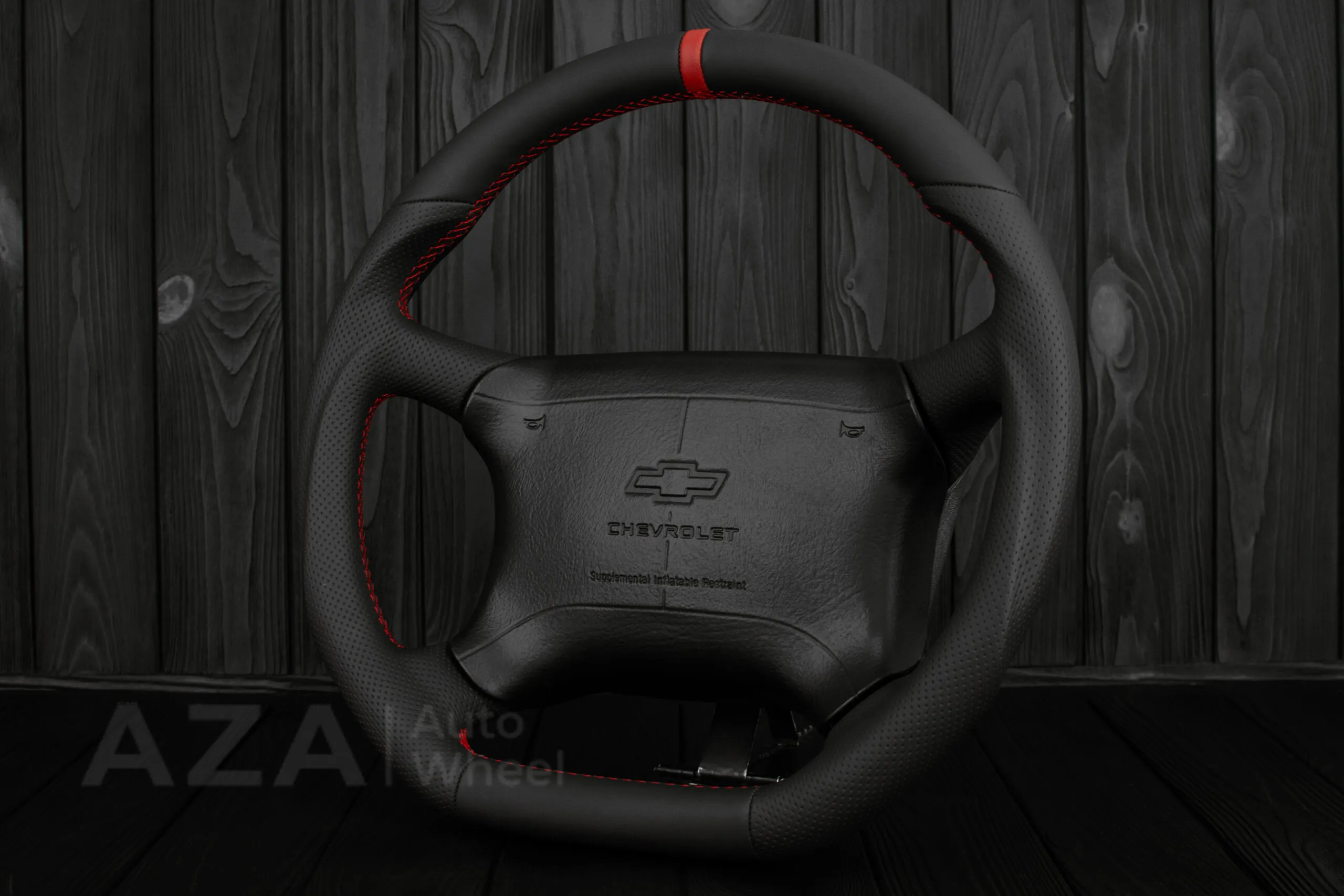 Steering wheel GM 1995-1997 GM, Tahoe, Silverado truck Napa/Perforated leather/Red stripe (can be any color) - Image 6