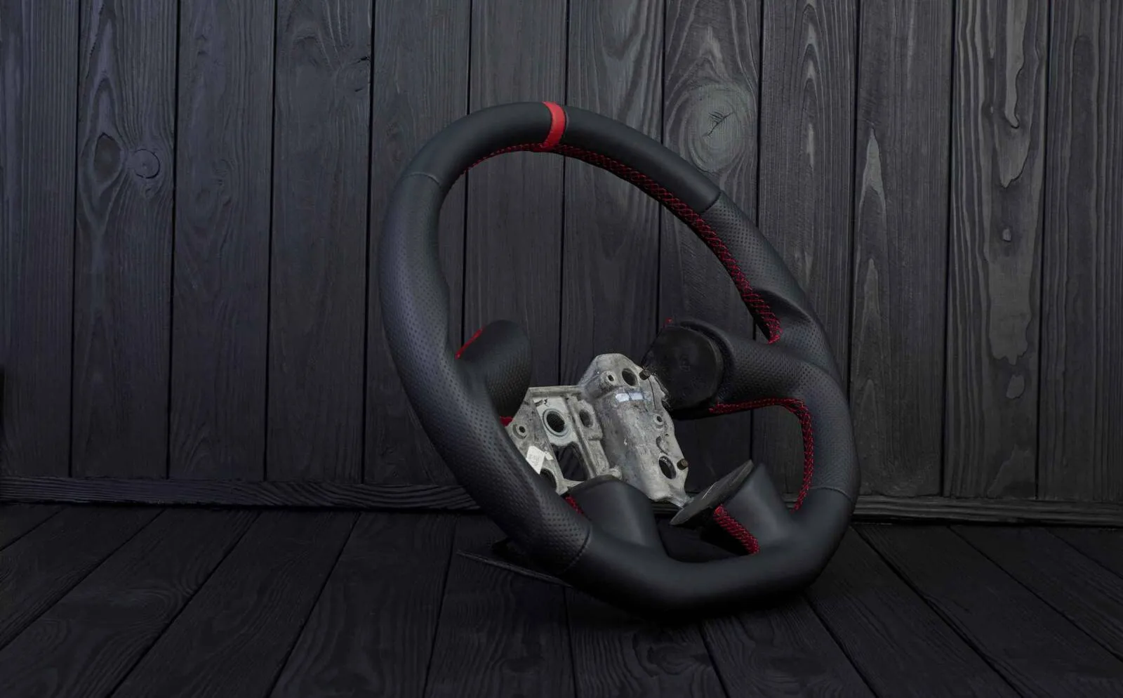 Steering wheel 2005 Corvette C6 Napa/Perforated leather/Red stripe - Image 6