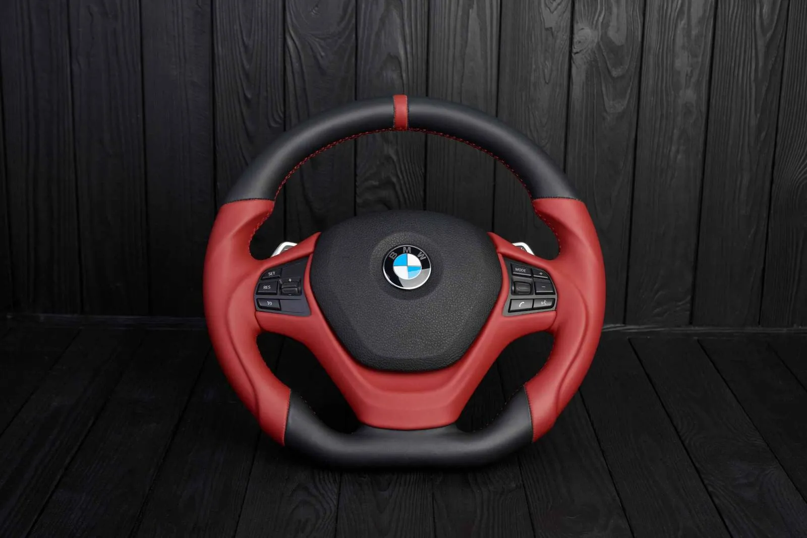 Steering wheel BMW F2X/F3X Napa/Red stripe