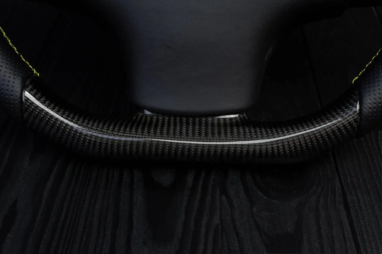 Steering wheel Plymouth/Chrysler Prowler Carbon fiber/Perforated leather/Yellow stripe - Image 5