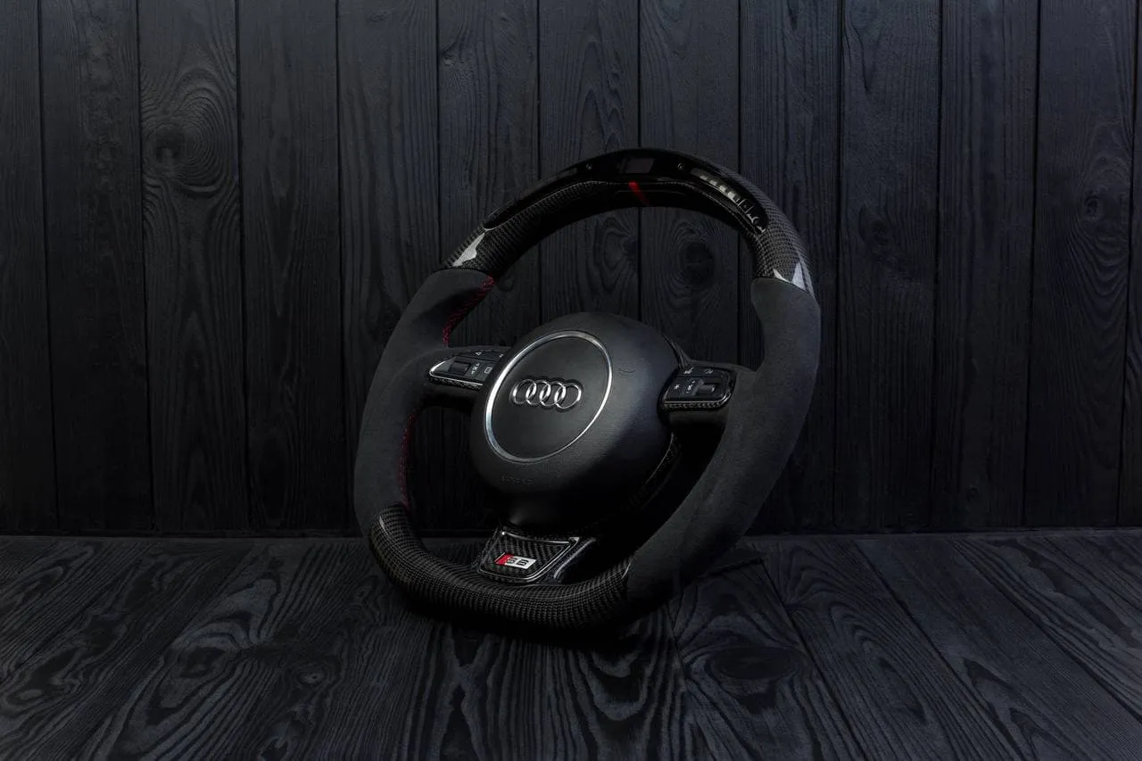 Steering wheel Audi S4, S6, S line 2011+ Carbon fiber/Alcantara/Led screen/Red stripe - Image 4