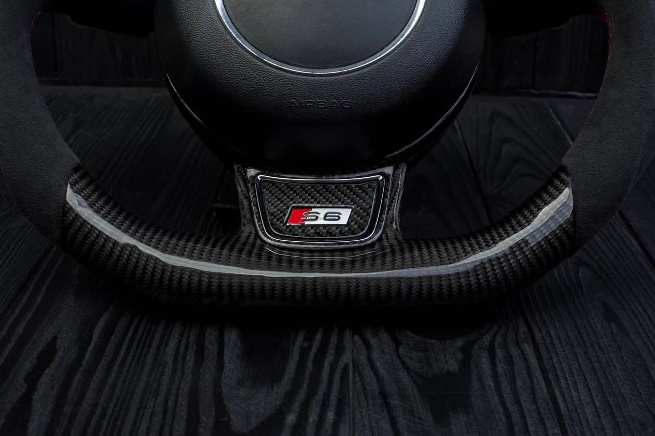 Steering wheel Audi S4, S6, S line 2011+ Carbon fiber/Alcantara/Led screen/Red stripe - Image 7