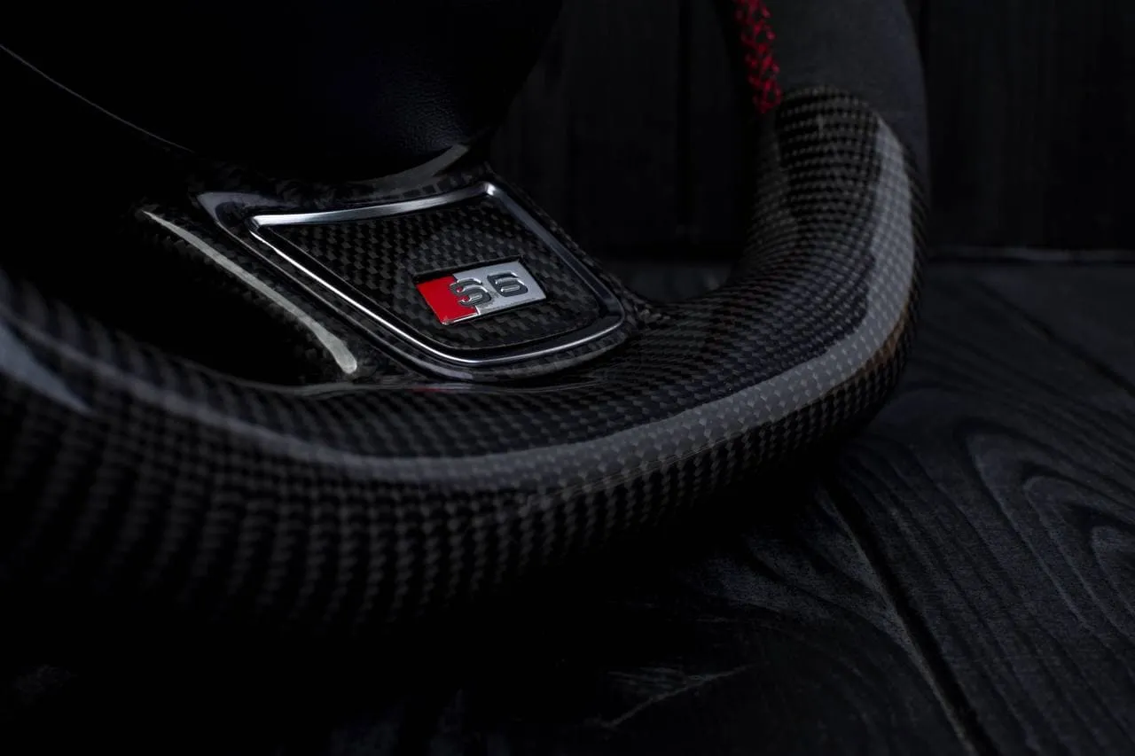 Steering wheel Audi S4, S6, S line 2011+ Carbon fiber/Alcantara/Led screen/Red stripe - Image 9