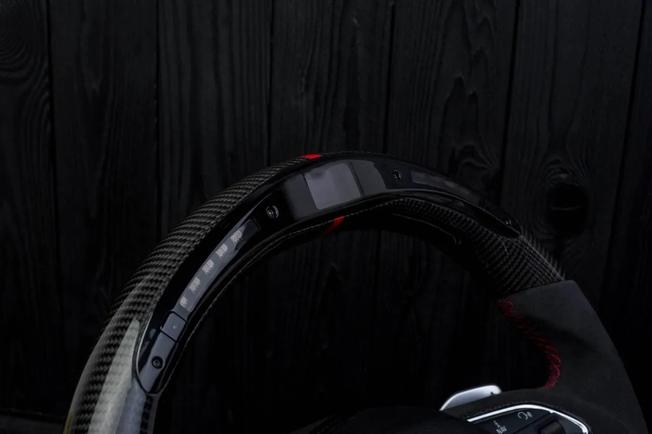 Steering wheel Audi S4, S6, S line 2011+ Carbon fiber/Alcantara/Led screen/Red stripe - Image 11