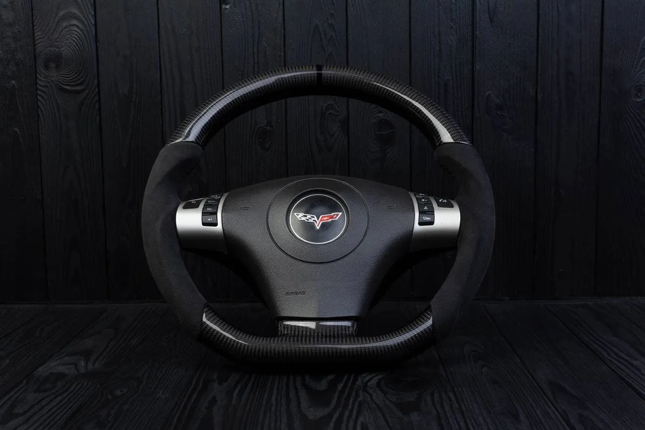 Steering wheel 2006-2011 Corvette C6 Carbon fiber/Napa/Alcantara/Black stripe