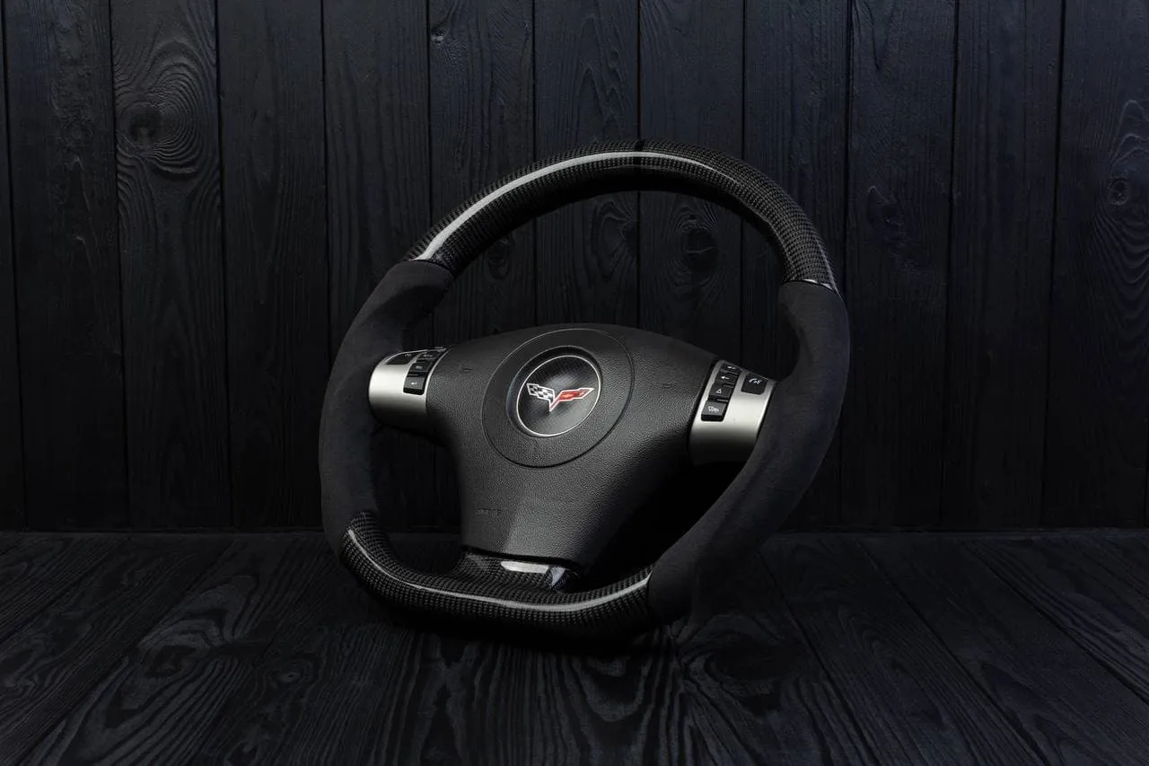 Steering wheel 2006-2011 Corvette C6 Carbon fiber/Napa/Alcantara/Black stripe - Image 3