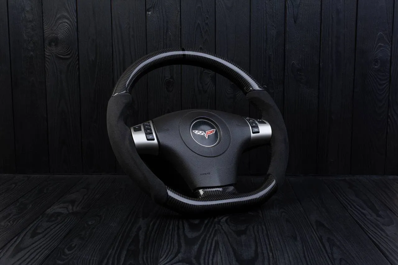 Steering wheel 2006-2011 Corvette C6 Carbon fiber/Napa/Alcantara/Black stripe - Image 4