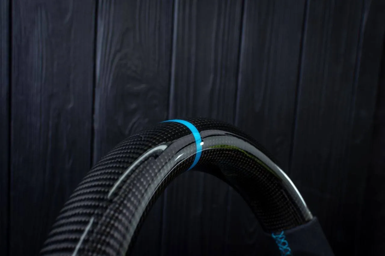 Steering wheel 2006-2011 Corvette C6 Carbon fiber/Alcantara/Blue stripe - Image 7