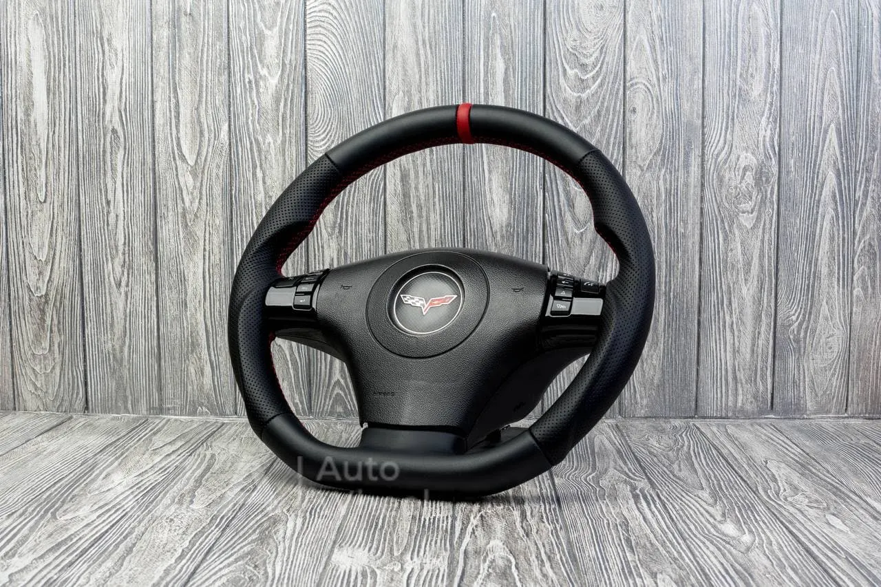 Steering wheel 2006-2011 Corvette C6 Napa/Perforated leather/Red stripe - Image 3