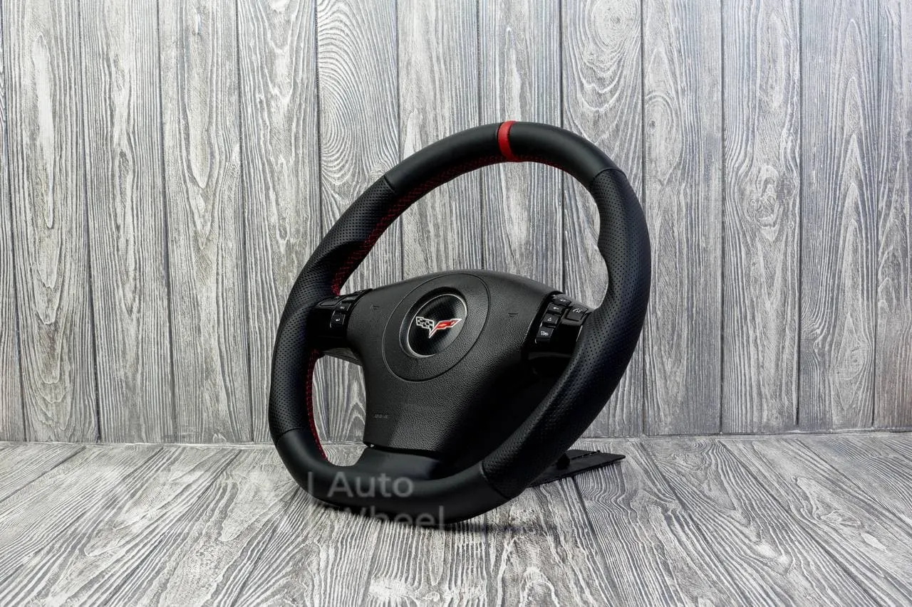 Steering wheel 2006-2011 Corvette C6 Napa/Perforated leather/Red stripe - Image 4
