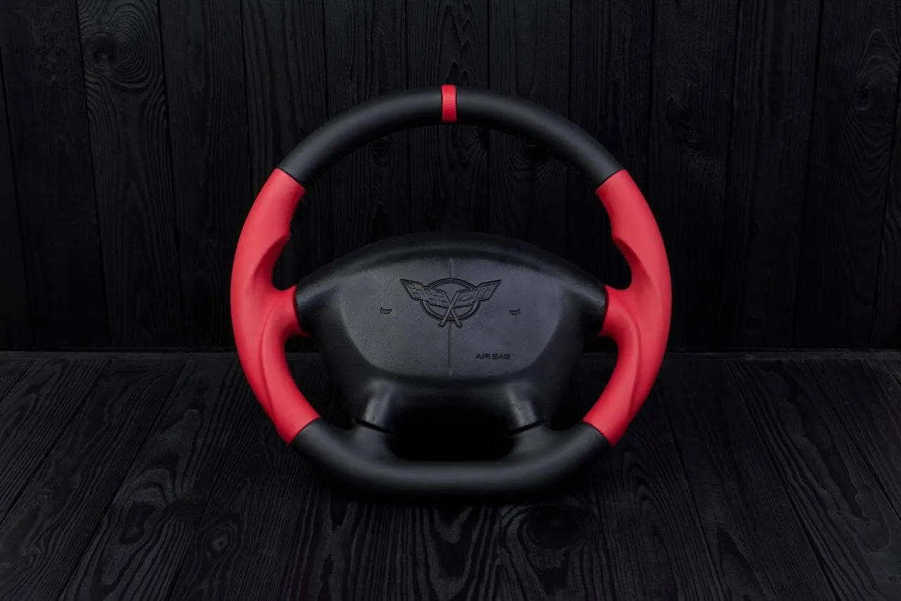 Steering wheel 1997-2004 Corvette C5 Reduced diameter Napa/Red stripe
