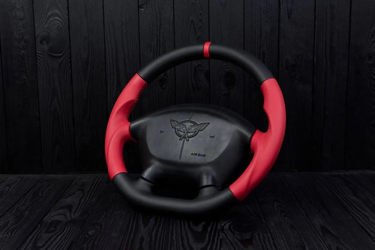 Steering wheel 1997-2004 Corvette C5 Reduced diameter Napa/Red stripe - Image 3