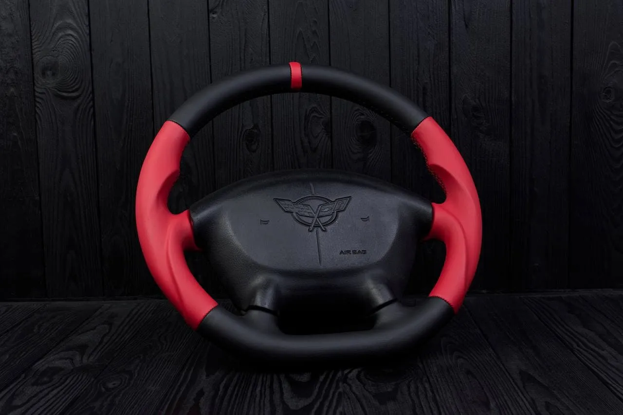 Steering wheel 1997-2004 Corvette C5 Reduced diameter Napa/Red stripe - Image 4