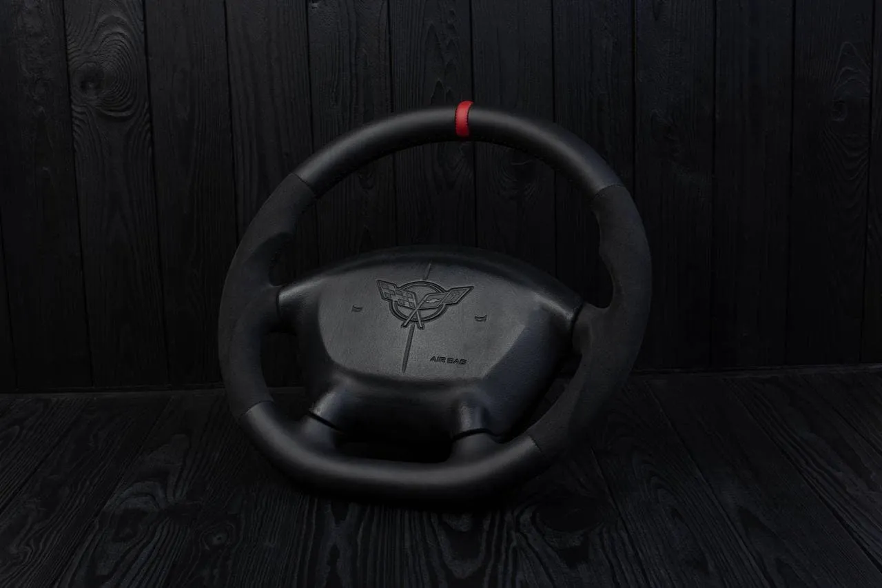 Steering wheel 1997-2004 Corvette C5 Reduced diameter Napa/Alcantara/Red stripe - Image 3