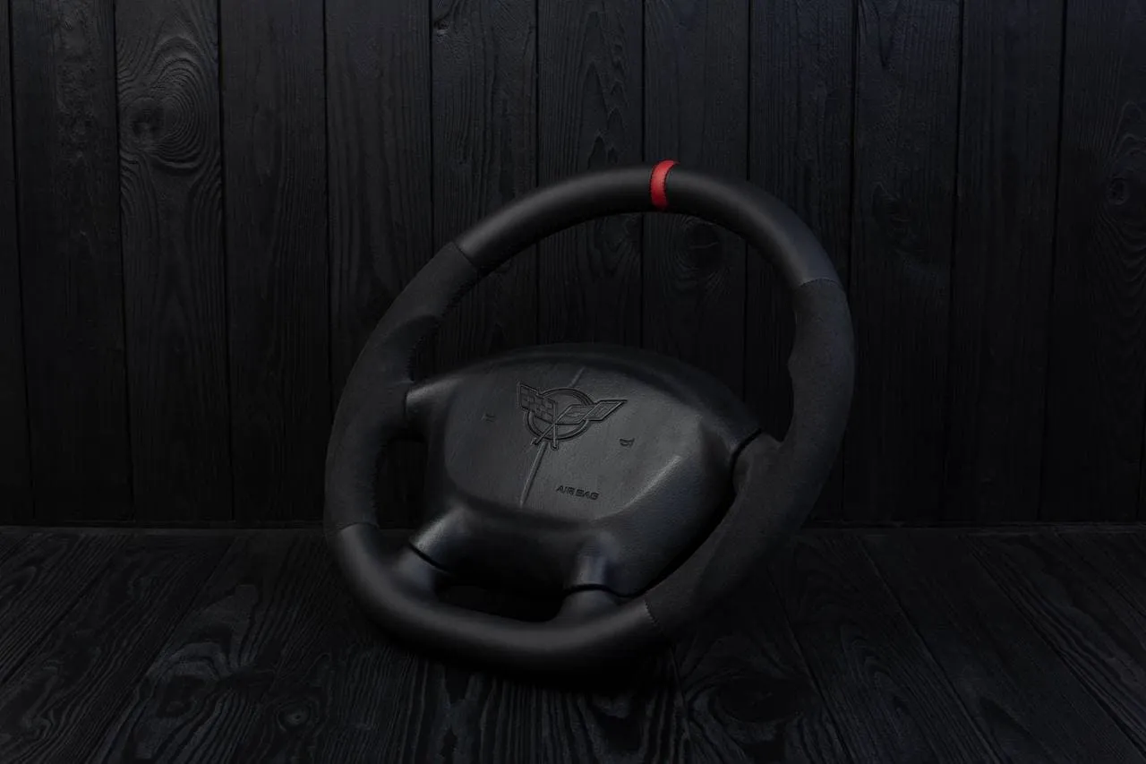 Steering wheel 1997-2004 Corvette C5 Reduced diameter Napa/Alcantara/Red stripe - Image 4