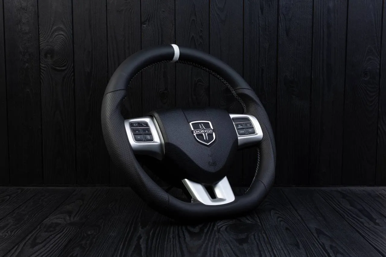 Steering wheel 2011-2014 Dodge Charger/Challenger Perforated leather/Napa/Grey stripe - Image 6