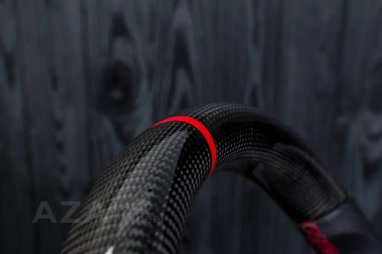 Steering wheel 2006-2011 Corvette C6 Carbon fiber/Perforated leather/Red stripe - Image 8