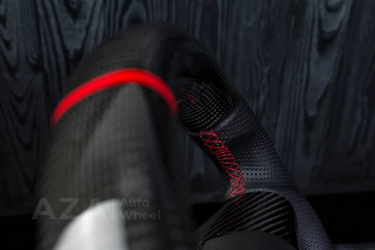 Steering wheel 2006-2011 Corvette C6 Carbon fiber/Perforated leather/Red stripe - Image 9