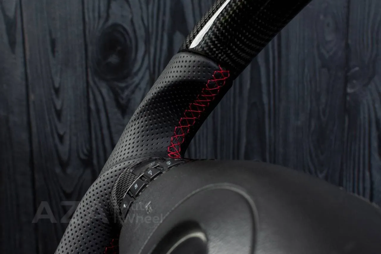 Steering wheel 2006-2011 Corvette C6 Carbon fiber/Perforated leather/Red stripe - Image 14
