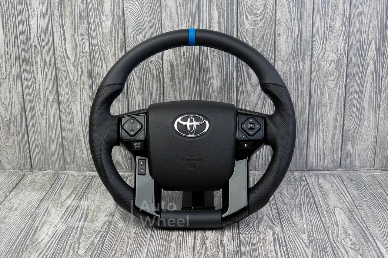 Steering wheel 2010+ Toyota 4Runner/Tacoma/Tundra/Sequoia Napa/Perforated leather/Blue stripe