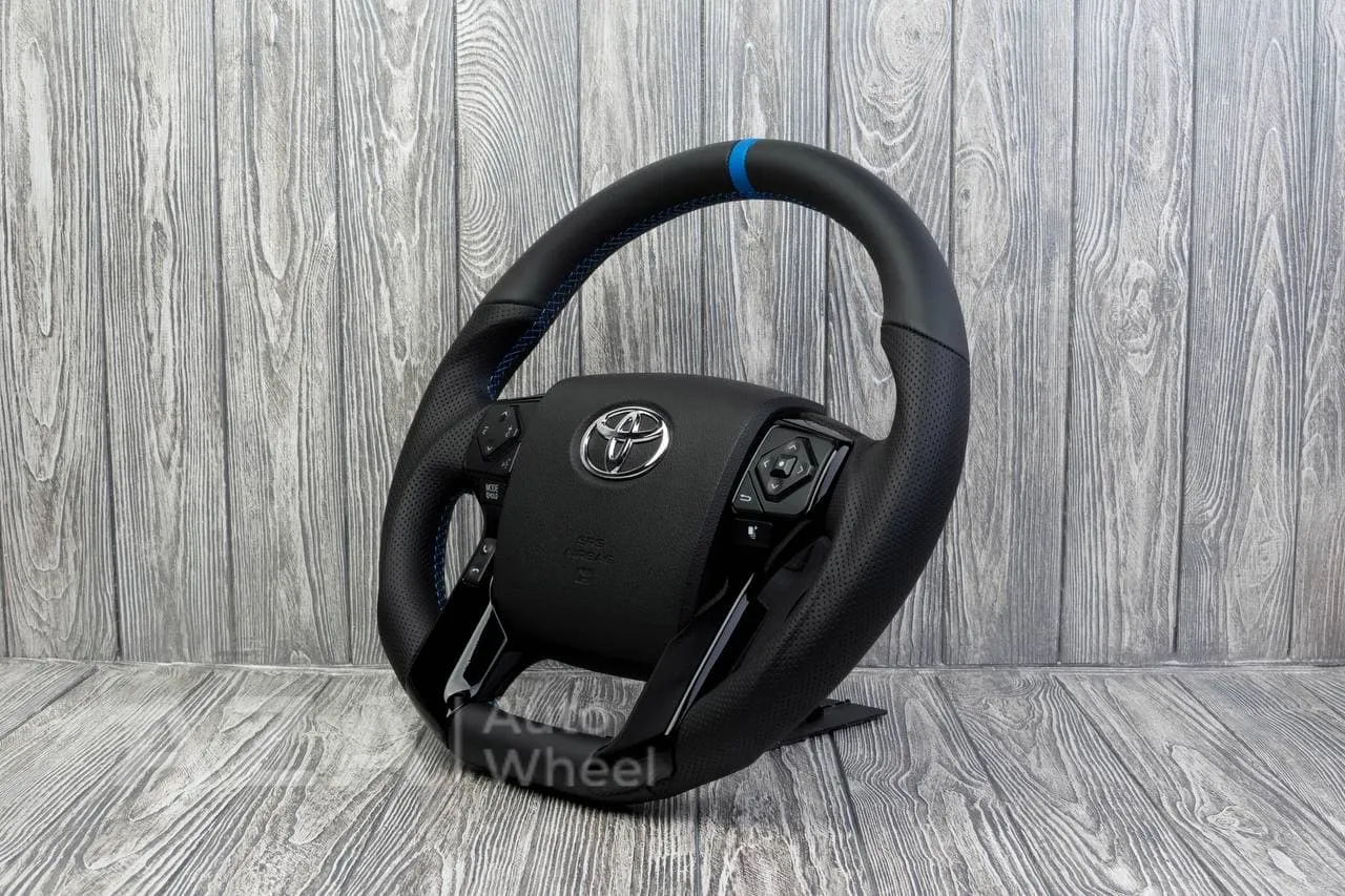 Steering wheel 2010+ Toyota 4Runner/Tacoma/Tundra/Sequoia Napa/Perforated leather/Blue stripe - Image 4
