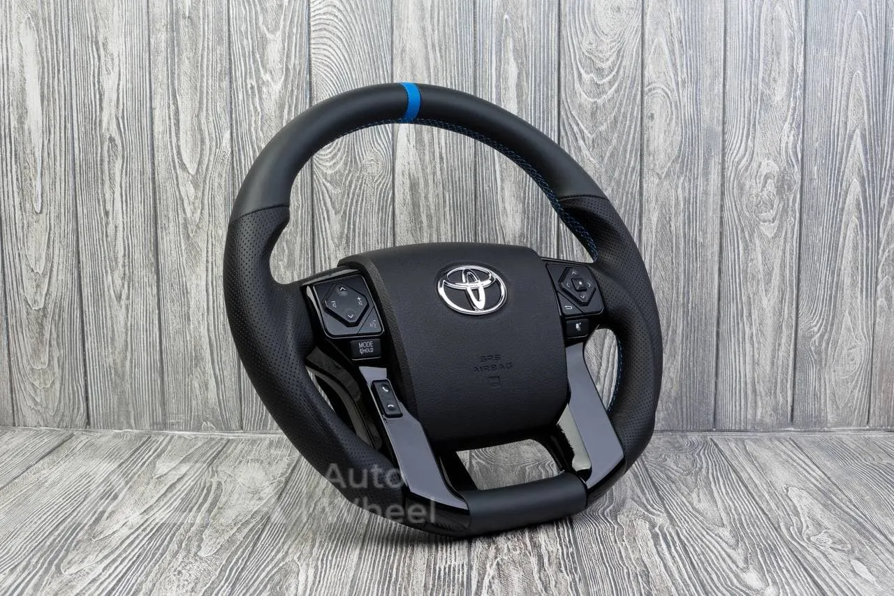Steering wheel 2010+ Toyota 4Runner/Tacoma/Tundra/Sequoia Napa/Perforated leather/Blue stripe - Image 6