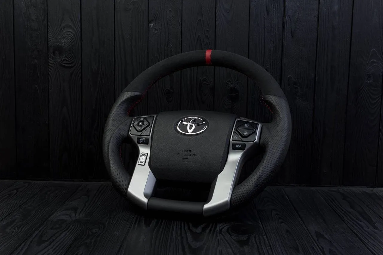 Steering wheel Toyota 4Runner/Tacoma/Tundra/Sequoia 2010+ Alcantara/Perforated leather/Red stripe - Image 3