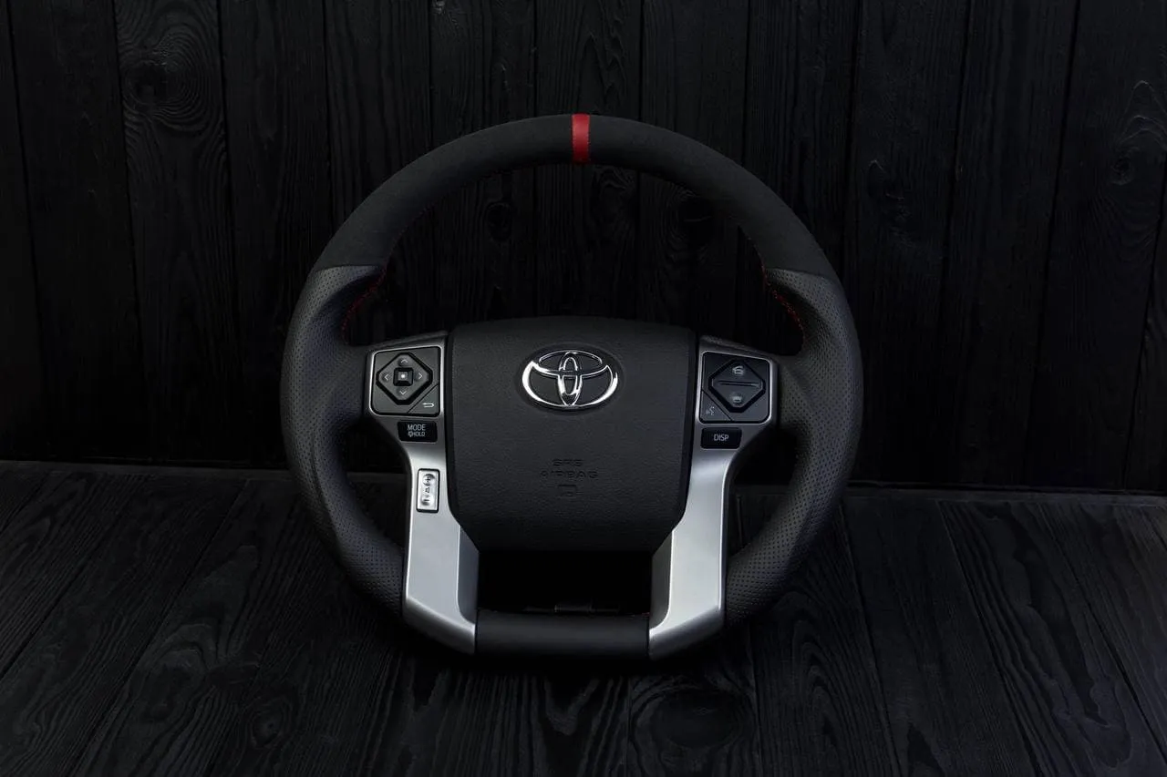 Steering wheel Toyota 4Runner/Tacoma/Tundra/Sequoia 2010+ Alcantara/Perforated leather/Red stripe