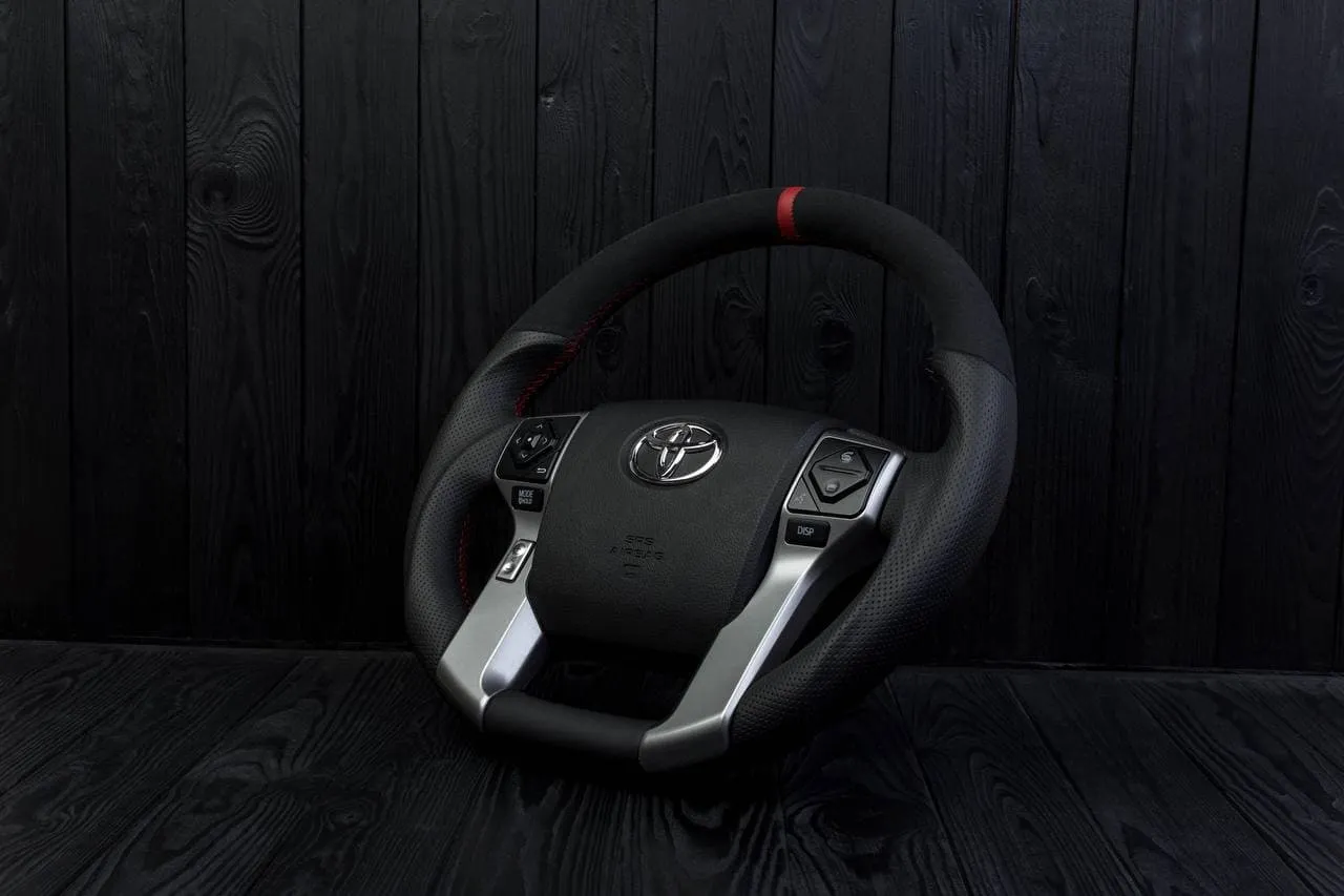 Steering wheel Toyota 4Runner/Tacoma/Tundra/Sequoia 2010+ Alcantara/Perforated leather/Red stripe - Image 4