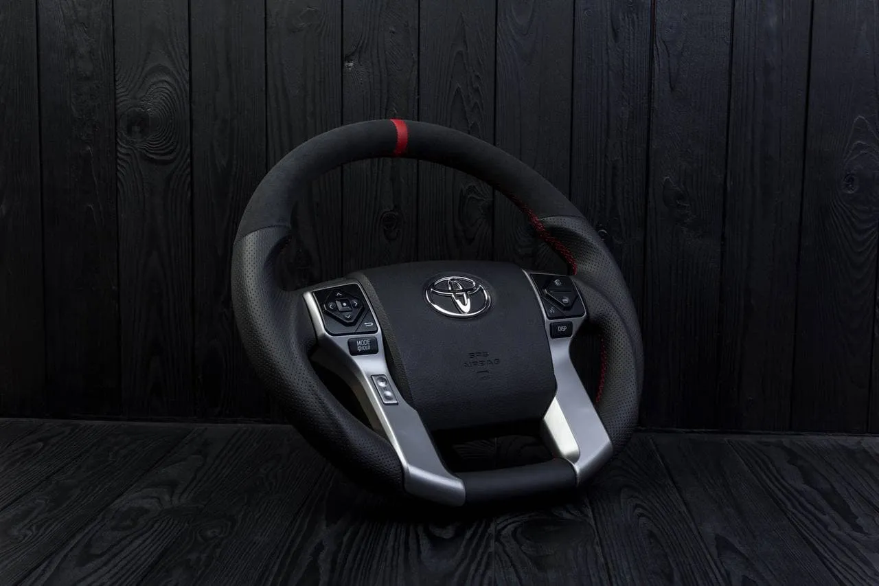 Steering wheel Toyota 4Runner/Tacoma/Tundra/Sequoia 2010+ Alcantara/Perforated leather/Red stripe - Image 6