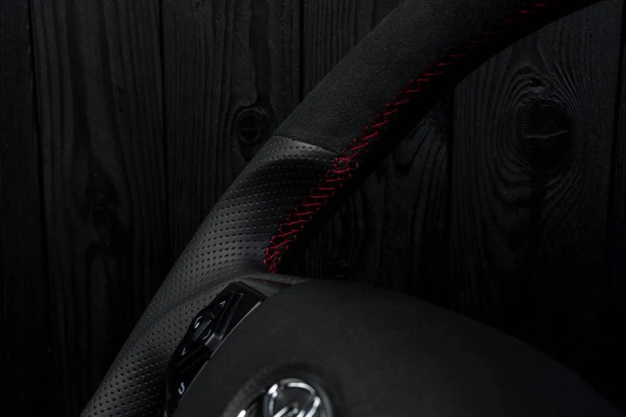 Steering wheel Toyota 4Runner/Tacoma/Tundra/Sequoia 2010+ Alcantara/Perforated leather/Red stripe - Image 9