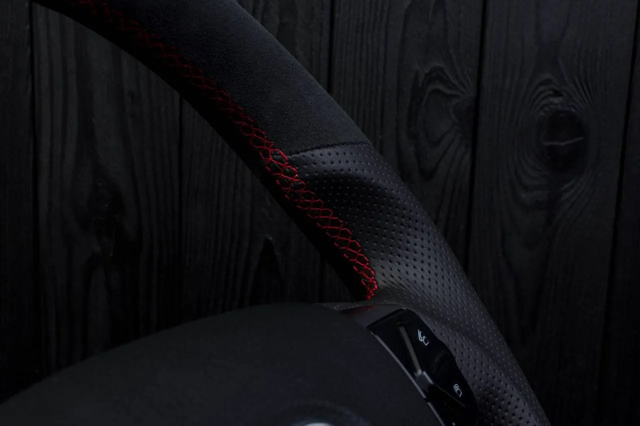 Steering wheel Toyota 4Runner/Tacoma/Tundra/Sequoia 2010+ Alcantara/Perforated leather/Red stripe - Image 11
