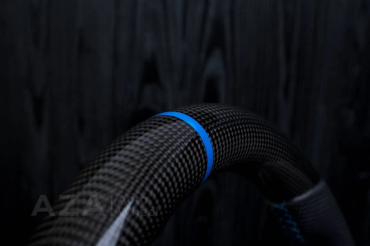 Steering wheel FORD RAPTOR 2015-2020 Carbon fiber/Perforated leather/Blue stripe - Image 8