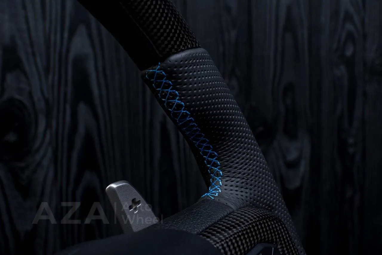 Steering wheel FORD RAPTOR 2015-2020 Carbon fiber/Perforated leather/Blue stripe - Image 10