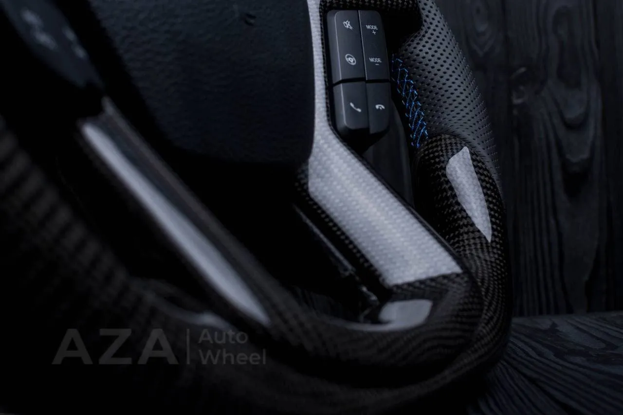 Steering wheel FORD RAPTOR 2015-2020 Carbon fiber/Perforated leather/Blue stripe - Image 12