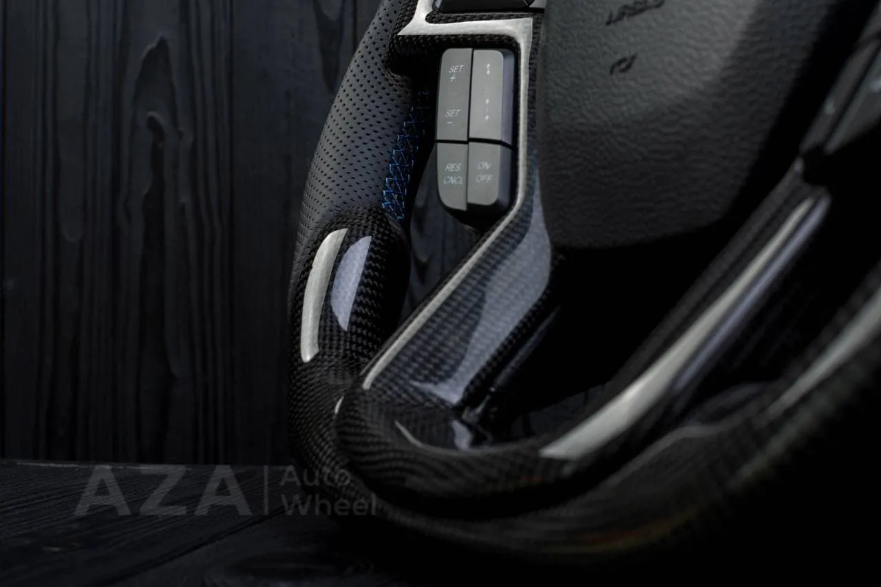 Steering wheel FORD RAPTOR 2015-2020 Carbon fiber/Perforated leather/Blue stripe - Image 13