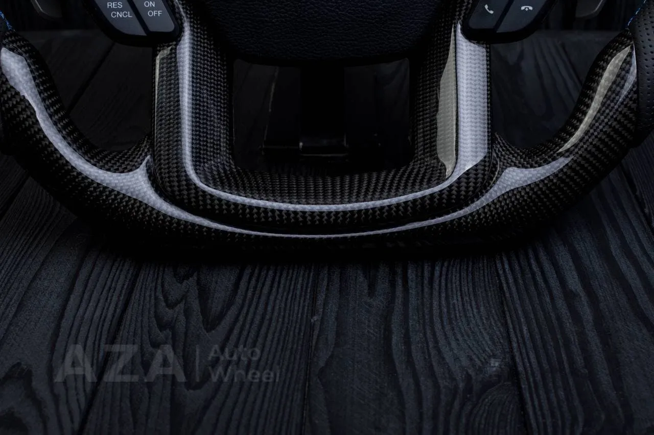 Steering wheel FORD RAPTOR 2015-2020 Carbon fiber/Perforated leather/Blue stripe - Image 14