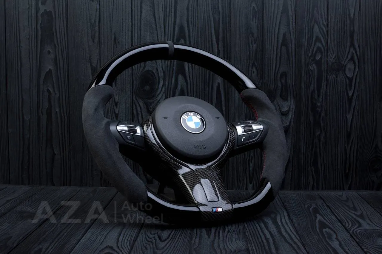 Steering wheel BMW F3X F2X Piano Black + Carbon trim Trim Alcantara/Carbon fiber/Black stripe - Image 4