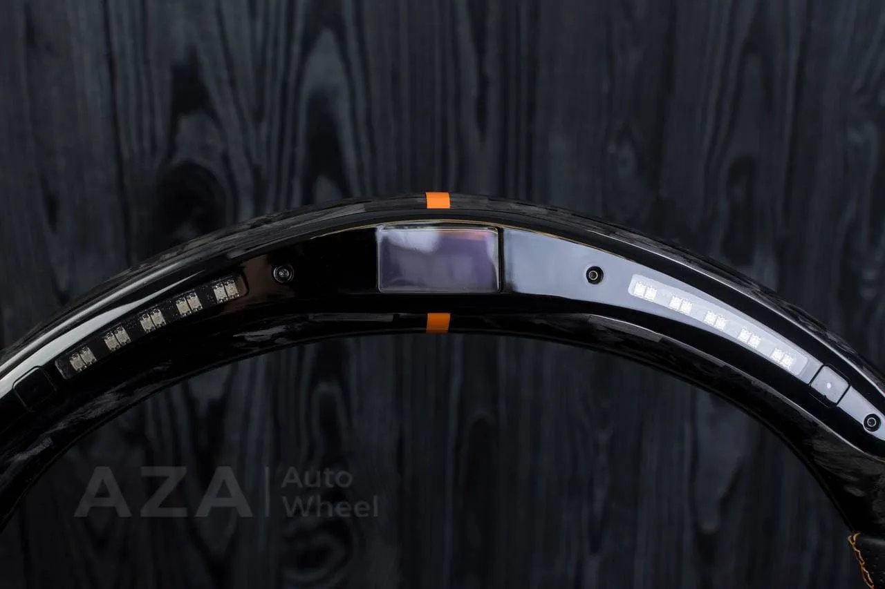 Steering wheel 2011-2014 Dodge Charger/Challenger/Durango Carbon fiber/Perforated leather/Orang details/Led screen - Image 8