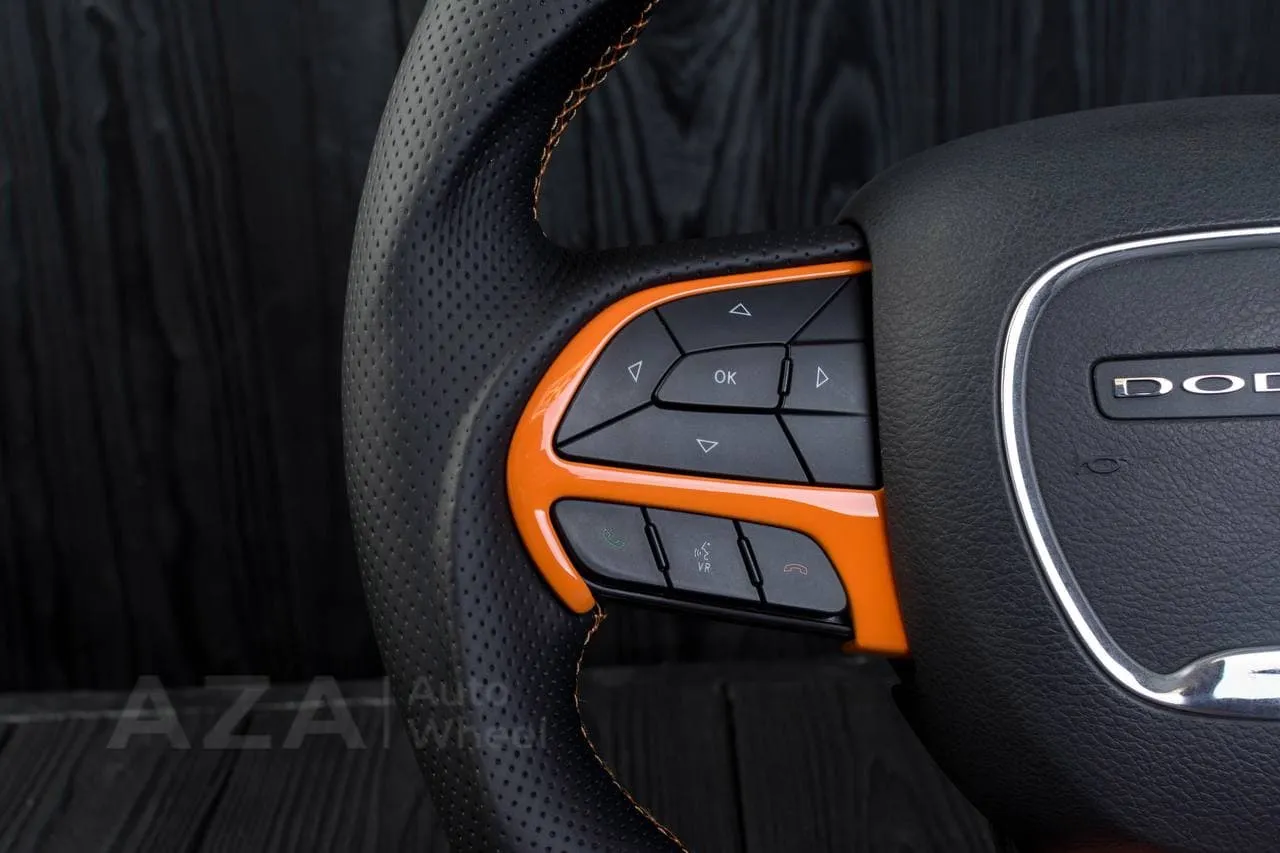 Steering wheel 2011-2014 Dodge Charger/Challenger/Durango Carbon fiber/Perforated leather/Orang details/Led screen - Image 12