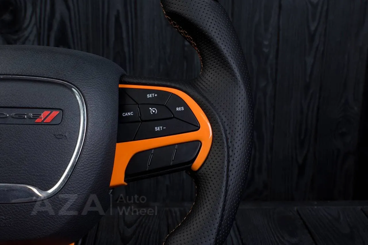 Steering wheel 2011-2014 Dodge Charger/Challenger/Durango Carbon fiber/Perforated leather/Orang details/Led screen - Image 13