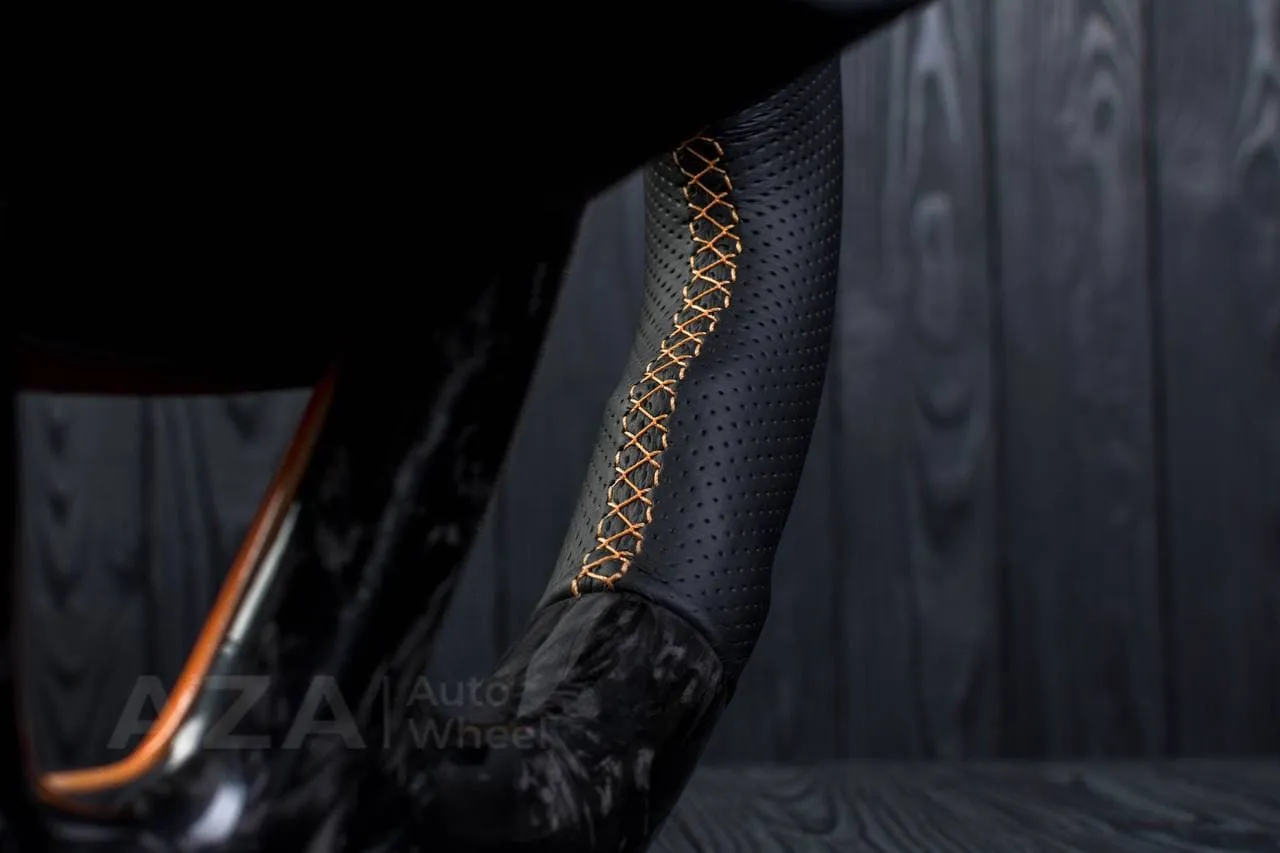 Steering wheel 2011-2014 Dodge Charger/Challenger/Durango Carbon fiber/Perforated leather/Orang details/Led screen - Image 15