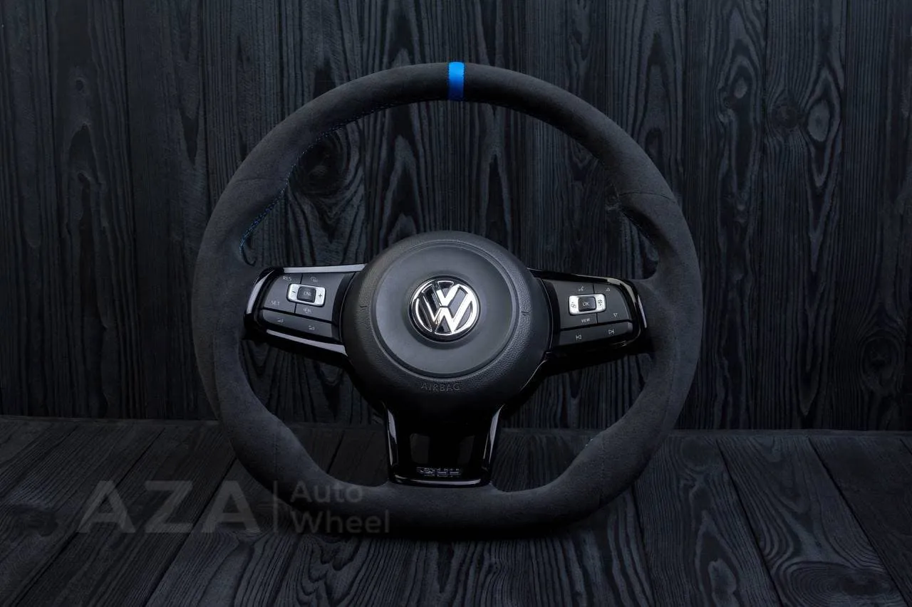 Custom Steering wheel Volkswagen MK7 GTI 2015-2019 Alcanatara/Blue stripe
